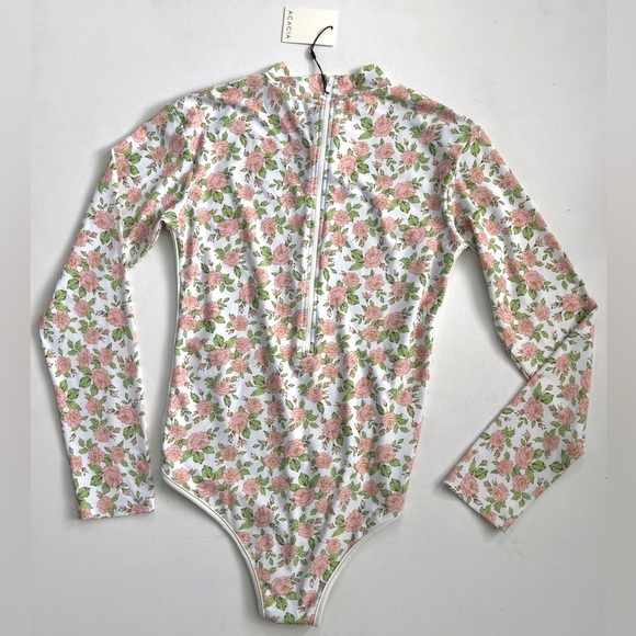 ACACIA EHUKAI PIPED FULL PIECE ONE PIECE RASHGUARD SIZE: 2X COLOR: ROSIE - Picture 4 of 8